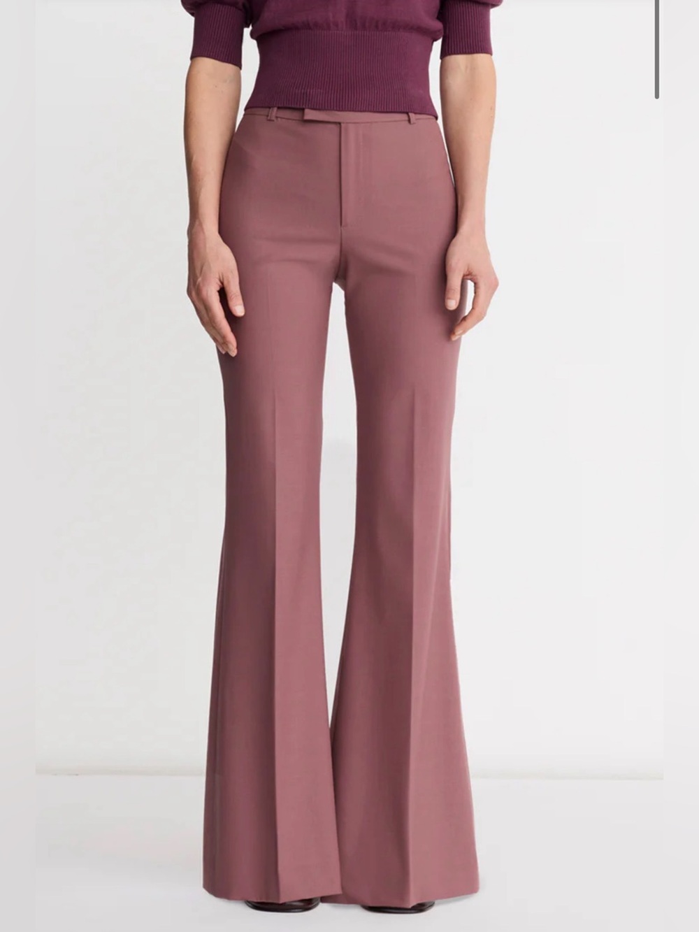 Smythe Rose-Mauve Boot-Cut Flare Trousers